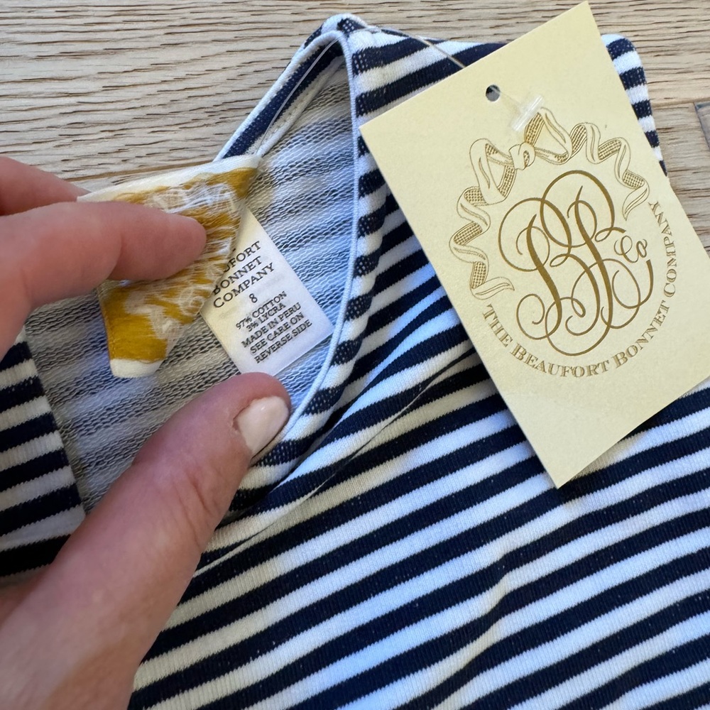 The Beaufort Bonnet Company navy and white knit play dress